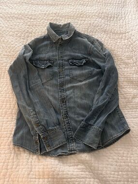 Madewell denim chambray snap button down shirt medium